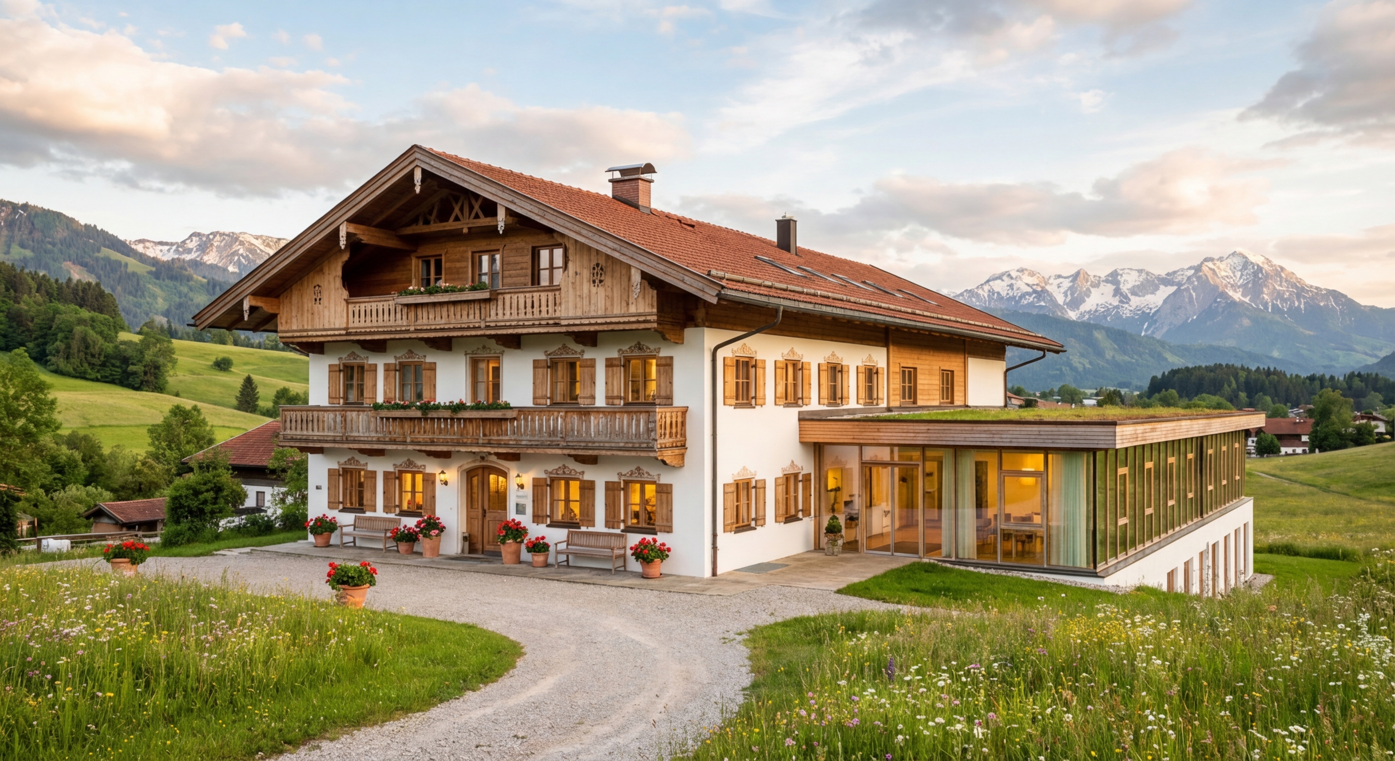 Klinik St. Georg — Bavarian hospital with mountain backdrop